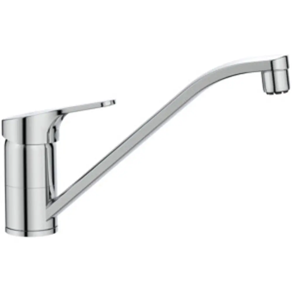 Küchenarmatur in Chrom von Ideal Standard mit schwenkbarem Auslauf. Der Griff zur Temperaturregelung befindet sich an der Seite.